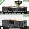 thumbnail image 4 of AJ Enjoy 32'' Propane Fire Pit Table, Marble Textured Ceramic Tabletop, 50,000 BTU Fire Table with Black Wicker, Mix Color Glass Rocks, Including Lid&Cover, 4 of 10