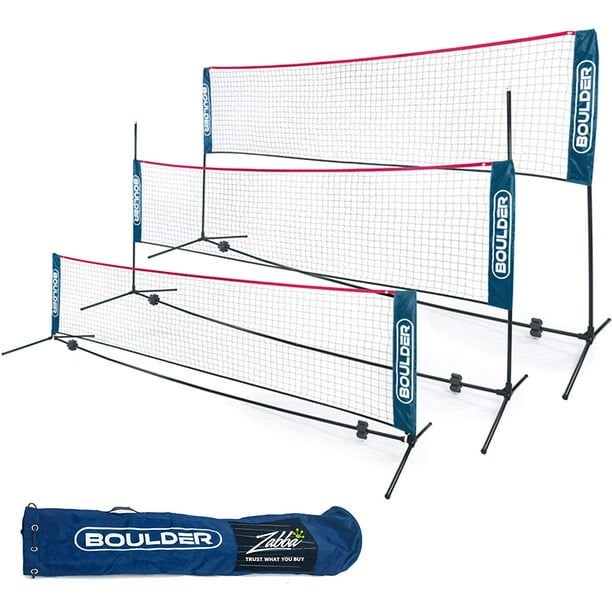 Boulder Adjustable Volleyball/Badminton Net (Blue/Red, 17 ft
