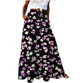 thumbnail image 3 of Busydd Boho Skirt for Women with Pockets Fashion Print Drawstring Maxi Skirt Flowy Vacation Elastic Waist Drawstring Long Skirts XL, 3 of 8