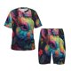 thumbnail image 1 of Balery Colorful Patterned Rabbit Conjunto de Pijama Infantil de Manga Corta con Estampado – Ropa de Dormir de Algodón Suave-Large, 1 of 6