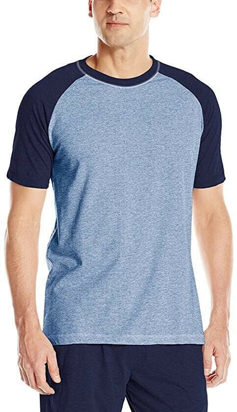 Hanes Men's X-Temp Short Sleeve Raglan T-Shirt Navy/Heather Blue ...