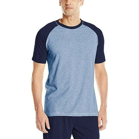 Hanes Men's X-Temp Short Sleeve Raglan T-Shirt Navy/Heather Blue