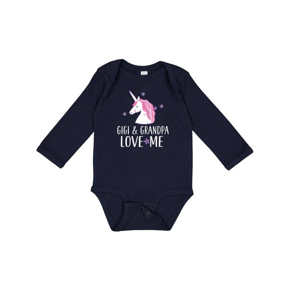Inktastic Gigi and Grandpa Love Me Unicorn Grandchild Girls Long Sleeve Baby Bodysuit