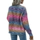 thumbnail image 5 of VISgogo Suéteres de cuello redondo para mujer, blusas de punto sueltas con estampado de teñido anudado de bloque de color de manga larga VISgogo  moda, 5 of 6