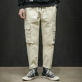 thumbnail image 2 of gakvov Cargo Pants For Men Men Solid Color Casual Pants Drawstring Mouth Hiking Work Pants Outdoor Clothing, 2 of 8