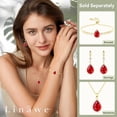 thumbnail image 4 of Linawe Red Crystal Ruby Pendant Chain Necklace for Women, Imitation Diamond 14K Gold Plated Necklace, Cubic Zirconia Birthstone Teardrop Rhinestone Necklace Wedding Jewelry Set, 4 of 6
