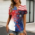 thumbnail image 6 of LWavelet Fourth of July Shirts for Women Short Sleeve Tops V-Neck Casual Patriotic Floral Butterfly Graphic Tee Blue L, 6 of 7