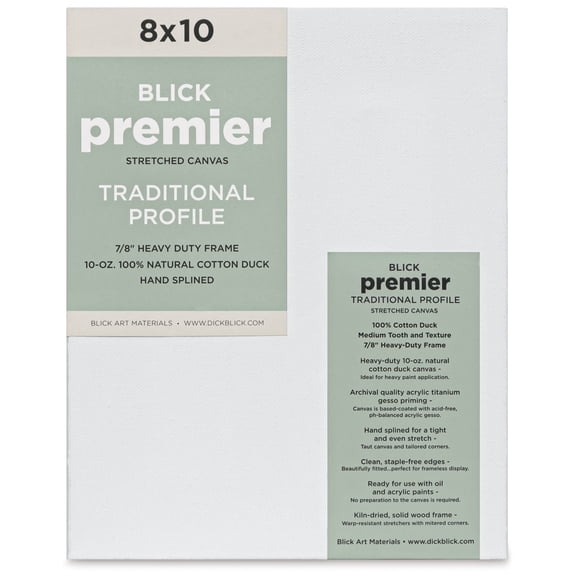 Blick Premier Stretched Cotton Canvas - Traditional Profile, Splined, 8" x 10"