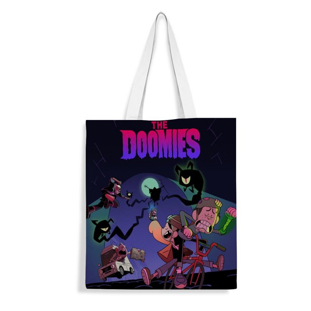 The Doomies Bolso de tela con estampado de lienzo para mujer, bolsa de compras reutilizable y estética, con cremallera interior, regalo para mujer,40*40cm.