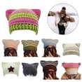 thumbnail image 2 of Yokua Popular Female Hat Knitting Beanie Hat with Cat Ear Y2K Teens Winter Warm Hat, 2 of 21