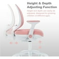 thumbnail image 4 of Kids Desk Chair, Boy's Girl's Child Children Study Office Computer Chair, Ergonomic Design, Adjustable Height and Seat Depth (Grey) (Peach Pink W/Armrests and Footrest), 4 of 7