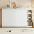 thumbnail image 3 of Euroco Wood Full Murphy Bed,Wall Bed with Shelves Cabinet, Convertibe into Cabinet for Bedroom,White, 3 of 15