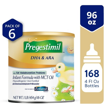 Enfamil Pregestimil Infant Formula with MCT Oil, for Fat Malabsorption Problems, Powder Can, 16 Oz (Pack of 6)