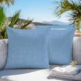 thumbnail image 3 of Blue Throw Pillow Covers 20x20 Inch Set of 2, Farmhouse Burlap Solid Blue Color Modern Linen Texture Waterproof Outdoor Pillow Covers, Decorative Cushion Pillowcases for Couch, Sofa, Bed, Patio, 3 of 9