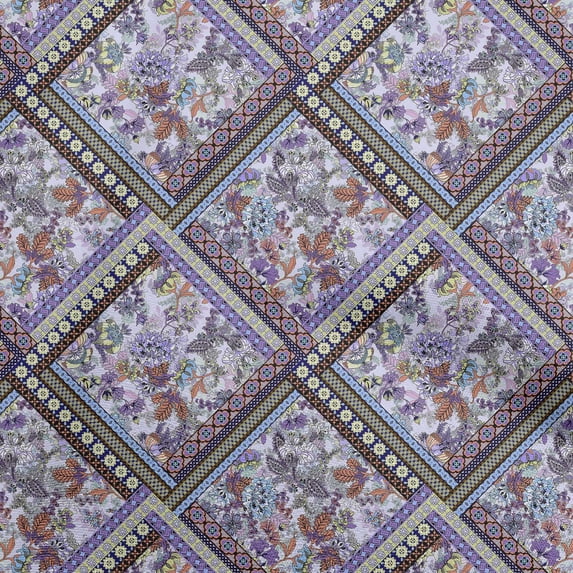 oneOone Silk Tabby Medium Purple Fabric Floral Diy Clothing Quilting Fabric Print Fabric By Yard 42 Inch Wide
