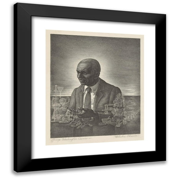 Nicholas Panesis 12x14 Black Modern Framed Museum Art Print Titled - George Washington Carver (1935 - 1943)