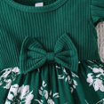 thumbnail image 4 of Yindaity Toddler Girl Plaid Flower Dress Short Sleeve Bow Patchwork Ruffled Shirts Dress Baby Xmas Outfit Baby Girl Clothes (Green,6-9 Months), 4 of 6