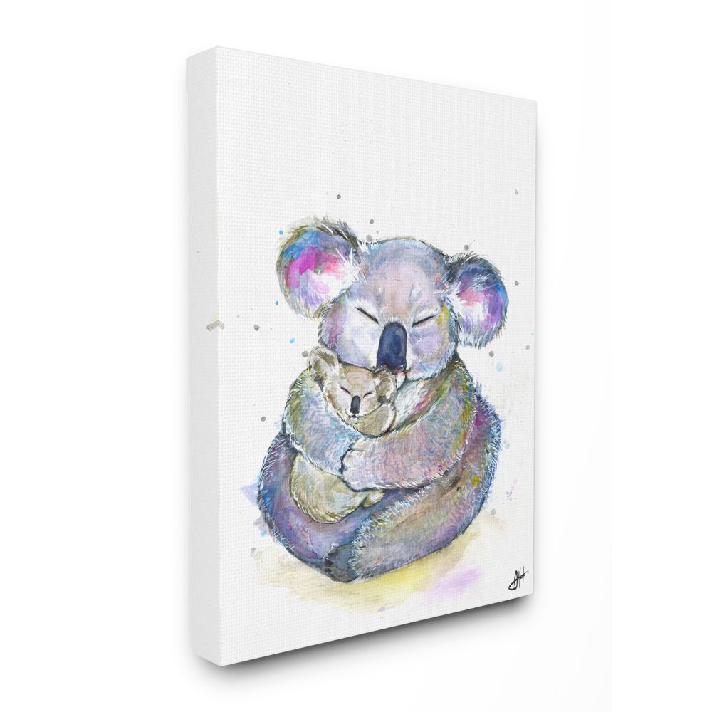 Stupell Industries Colorful Cute Koala Family Animal Watercolor Painting Canvas Wall Art by Marc Allante