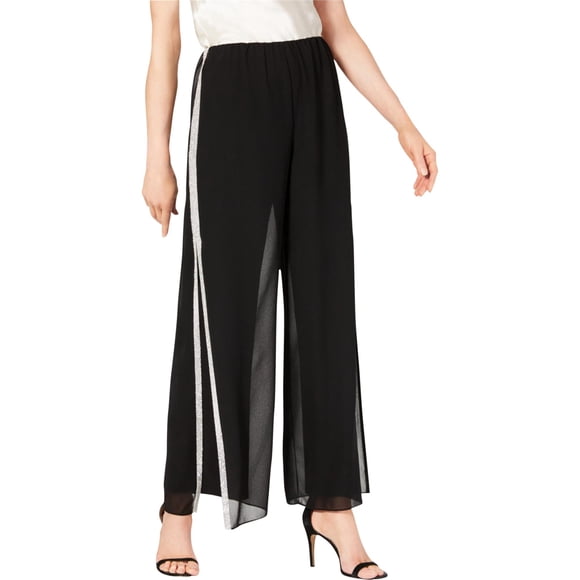 Pantalones de Pierna ancha casuales 28th & Park con ribete de diamantes de imitación para mujer negro pequeño