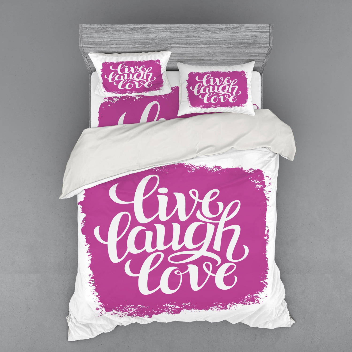 Live Laugh Love Duvet Cover Set, Motivational Lifestyle Typography on