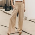 thumbnail image 2 of Riforla Women Summer High Waisted Cotton Linen Palazzo Pants Wide Leg Long Lounge Pant Trousers with Pocket, 2 of 6