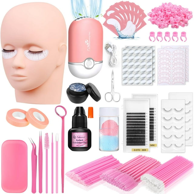 Kit de extensión de pestañas Tetutor para principiantes con cabeza de maniquí