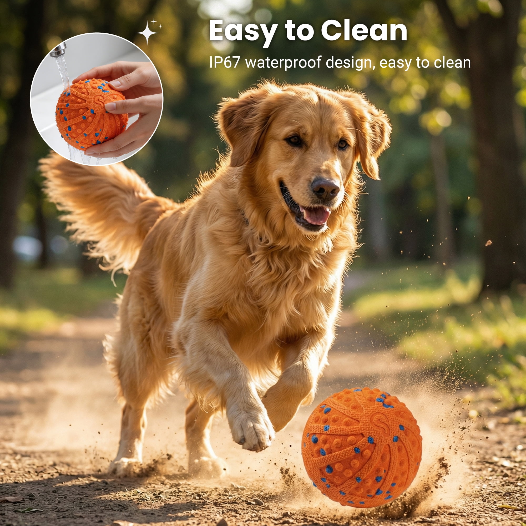 Vacqueen Interactive Automatic Rolling Dog Ball, ETPU Waterproof with Remote Control Dog Toys,Orange