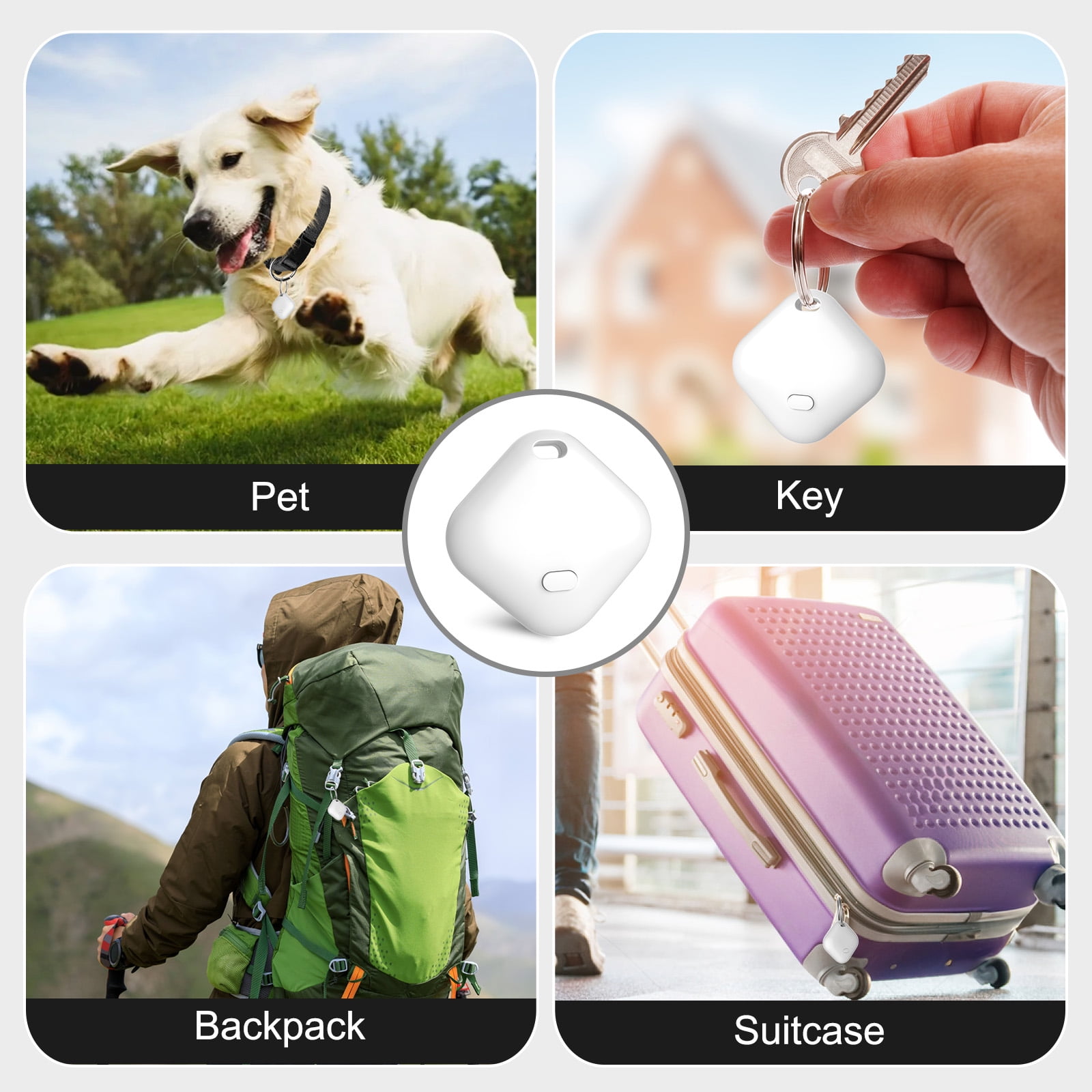 PcEoTllar Bluetooth Tracker, Keys Finder and Item Locator for IOS Find My - 2 Pack - White