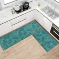 Green and Teal Kitchen Rugs Mat Set of 2 Vintage Moroccan Non Slip