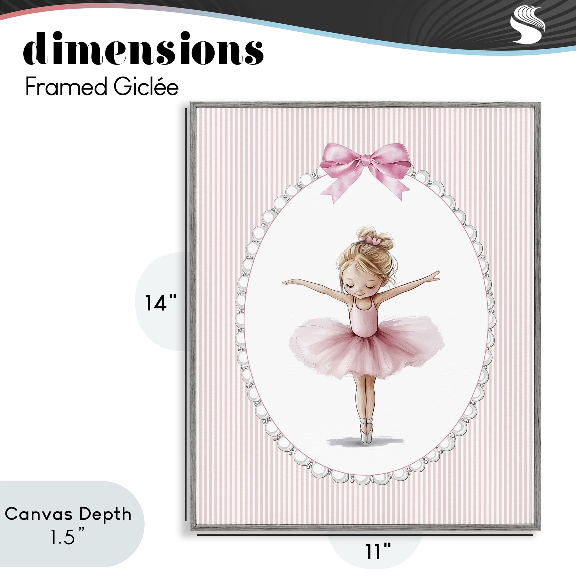 Stupell Industries Dancing Pink Ballerina Gray Framed Giclee Art, design by Christine Simpson Art