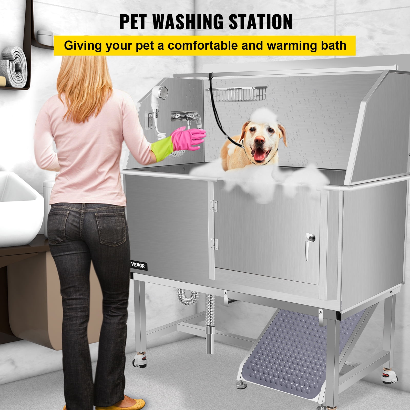 Buy VEVORbrand Dog Grooming Tub, 50L Pet Wash Station, Professional