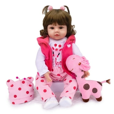 18" Realistic Reborn Baby Dolls Girl, Vinyl Silicone Handmade Newborn Doll, Soft Cloth Body