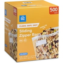 Quart Slider Food Storage Bags, 500 Count, BPA-Free with Expandable Bottom