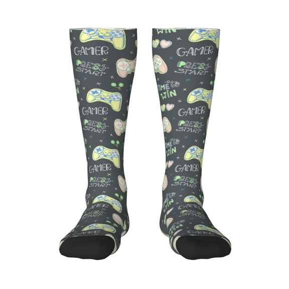 Honeii Gamers Print Long Socks,Novelty Design Socks Gift for Men and Women,Crew Socks,Calf Socks