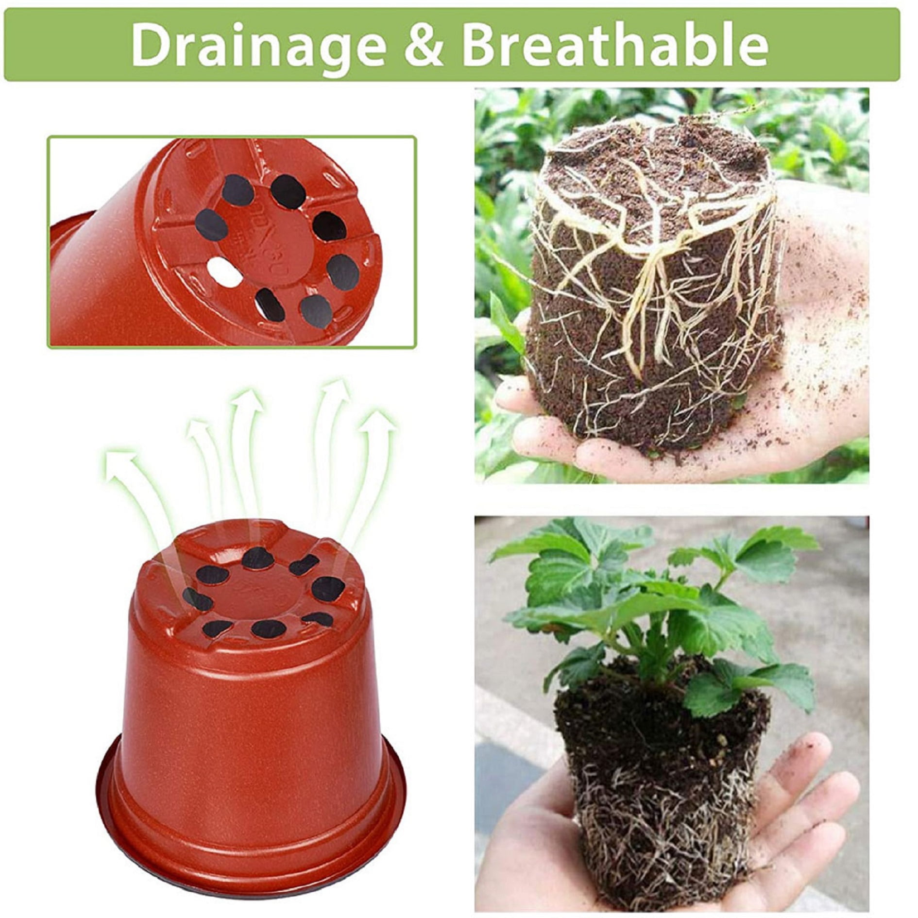 LABLT 50/100Pcs Plastic Plant Flower Pots Nursery Seedlings Garden Plant Pot Red