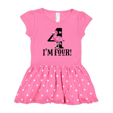 

Inktastic 4th Birthday Flamingo Gift Toddler Girl Dress