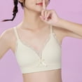 thumbnail image 2 of Girls Sports Bra Training Bras Teen Girls Sports Training Bra Lace V-Neck T-Shirt Wireless Bra Padded with Adjustable Straps Underwear Bralette Beige 14Y, 2 of 9