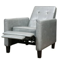 JERFIT Push Back Recliner Chair, Manual Recliner Single Sofa Chair with Cup Holders, Faux Leather Small Recliner for Living Room, Bedroom, Dark Grey