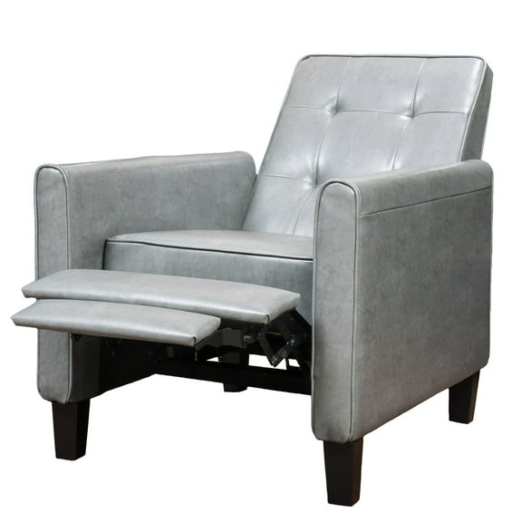 JERFIT Push Back Recliner Chair, Manual Recliner Single Sofa Chair with Cup Holders, Faux Leather Small Recliner for Living Room, Bedroom, Dark Grey