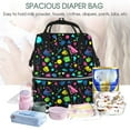 thumbnail image 3 of Japuie Geometric 1980s Styled Print Mummy Backpack for Moms,Waterproof Diaper Bag with Adjustable Straps,Baby Care Nappy Bag,Maternity Mummy Backpack for Travel, Baby and Everyday Use, 3 of 3