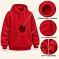 thumbnail image 6 of Stralyhd Pet Pouch Hoodie for Women Men Oversized Kangaroo Pocket Carrier Hooded Sweatshirt Animal Holder Cozy Long Sleeve Hoodies Red S, 6 of 6