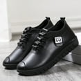 thumbnail image 5 of IAJDKMEK Lace-Up Board Shoes for Women - Spring Tie Thick Sole Slip On Shoes Women Casual Soft Leather Walking Shoes Women Easy Street Daily,Black 140, 5 of 5