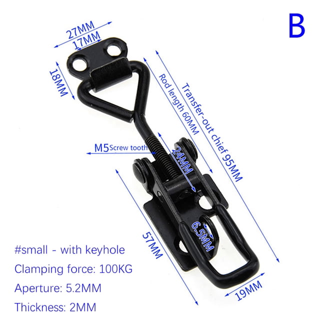 Black Quick ClampToggle Latch Clamp Adjustable Cabinet Boxes Lever Handle Lock Hasp For Home Sliding Door Furniture Hardware