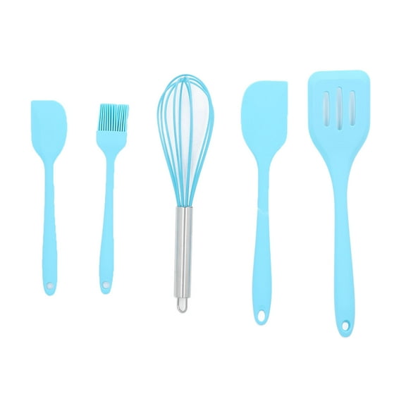 5-Piece Blue Silicone Utensil Set - Non-Scratch, Heat Resistant Kitchen Tools