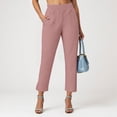 thumbnail image 4 of COMVALUE Pants for Women Stretch Cropped Summer Casual Capris Office Work Slacks Yoga Dress Pant Pants (Pink, XL), 4 of 9