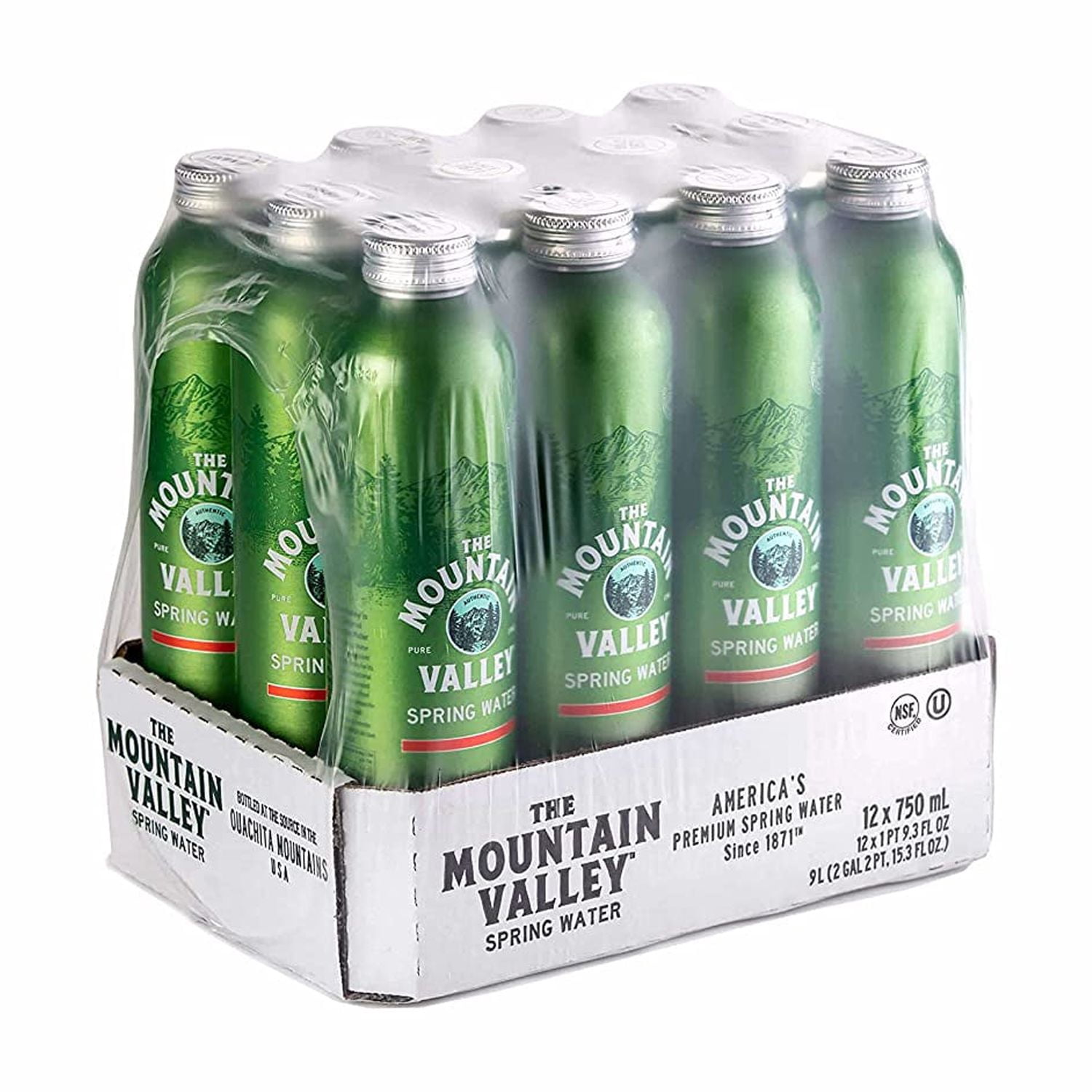 Mountain Valley, Spring Water, Aluminum Bottle, 25.36 ounces, 750ml (Pack of 12)