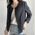 thumbnail image 1 of Loose Short Coat Women‘s Spring/Summer 2023 New Korean Style Artistic Solid Color Linen Sunscreen Top, 1 of 5