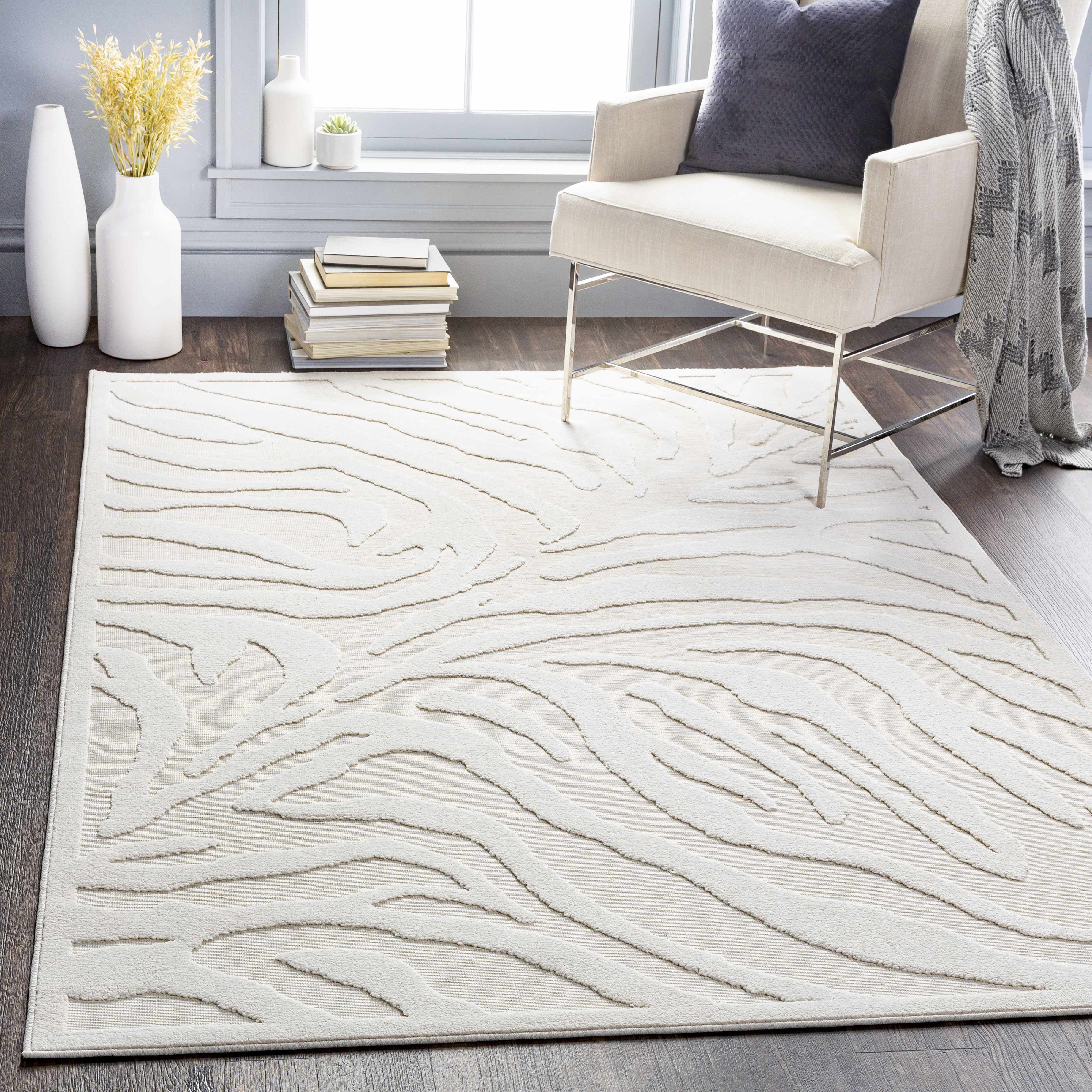 Hauteloom Benzonia Living Room, Bedroom Patio Outdoor Area Rug - Modern - Beige - 7'10" x 10'