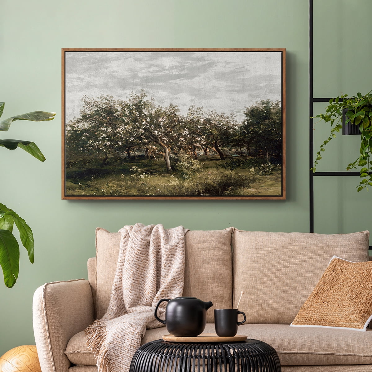 Vintage Landscape-MI By Wexford Home Framed in Walnut Wood Gallery Wrapped Canvas 25 in. x 37 in.