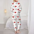 thumbnail image 5 of Junzan Heartbeat Symbol Print Womens Pajama Sets,Long Sleeve Button Down For Women Pjs 2 Piece, 5 of 9